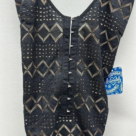Free People Thank You Never Bodysuit Thong Lace See Thru Black Nwt New Size XS - Picture 5 of 11
